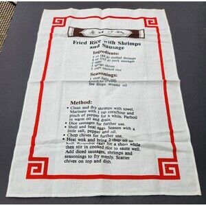 Recipe Tea Towel Fried Rice with Shrimp and Sausages Asian Chinese Dish Towel